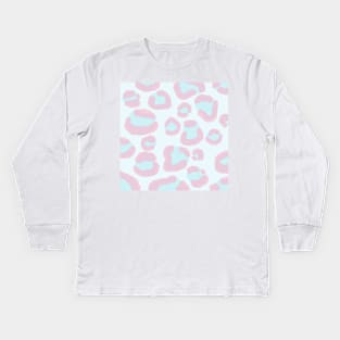 Pastel Pink and Blue Cheetah Print Kids Long Sleeve T-Shirt